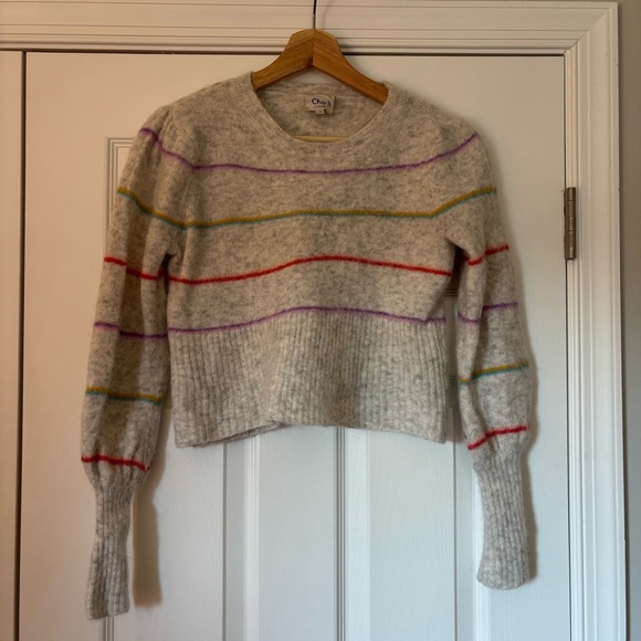 Anthropologie Charli Alpaca Wool Angie Grey Striped Sweater Cozy Boho Soft XS - Picture 2 of 9